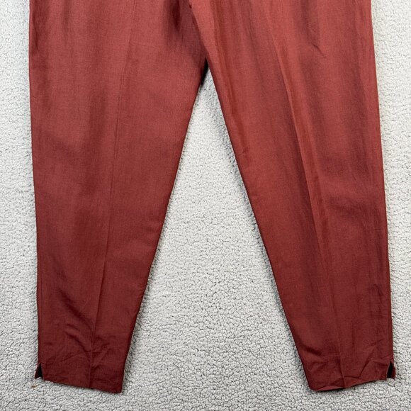 AKA Eddie Bauer Pants Womens Size 16 Vintage Red Brown Pleated Ankle Linen 90s - Picture 6 of 13